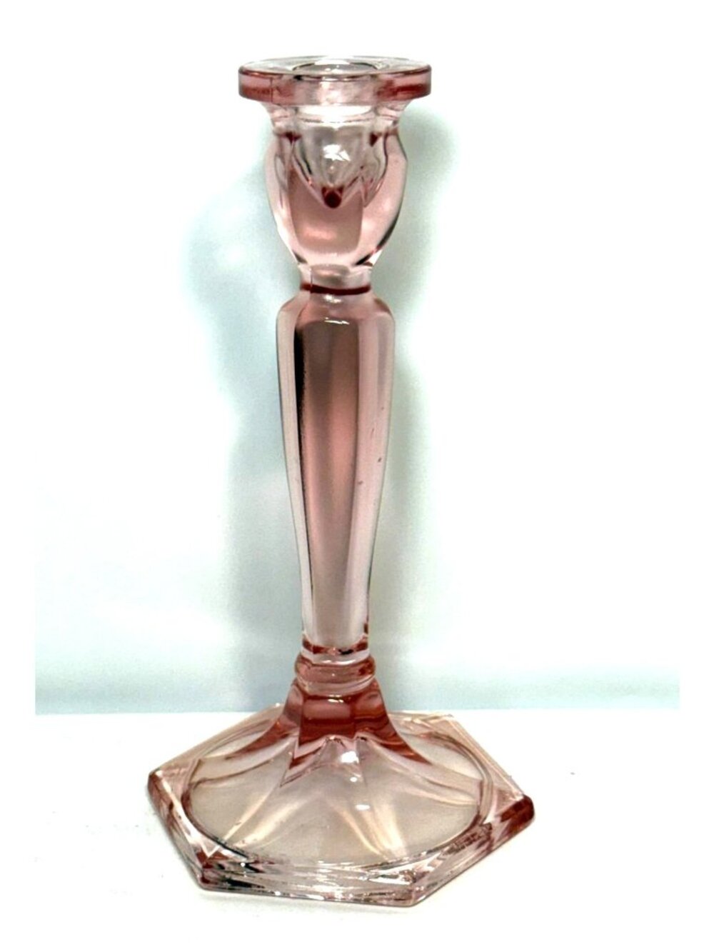 Pink Fenton Candlestick Candle Holder Vintage 8 Inches